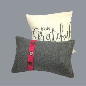 Gray & Hot Pink Pillow Cover